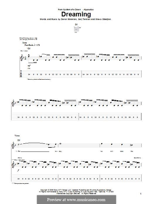 Dreaming (System of a Down): For guitar with tab by Daron Malakian, Serj Tankian, Shavo Odadjian