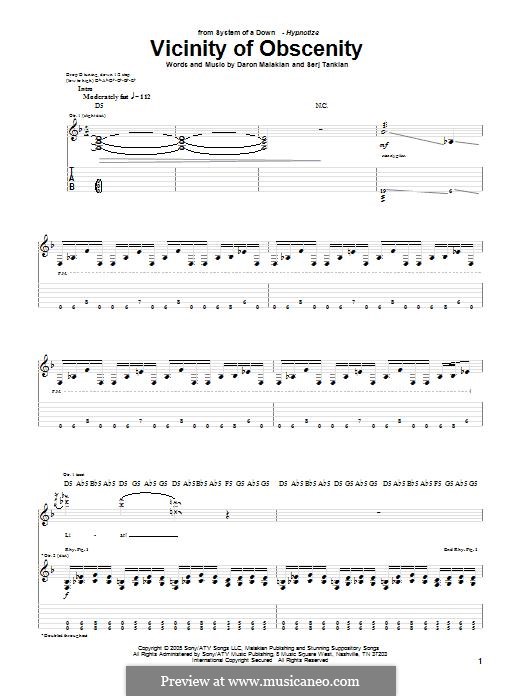 Vicinity of Obscenity (System of a Down): For guitar with tab by Daron Malakian, Serj Tankian