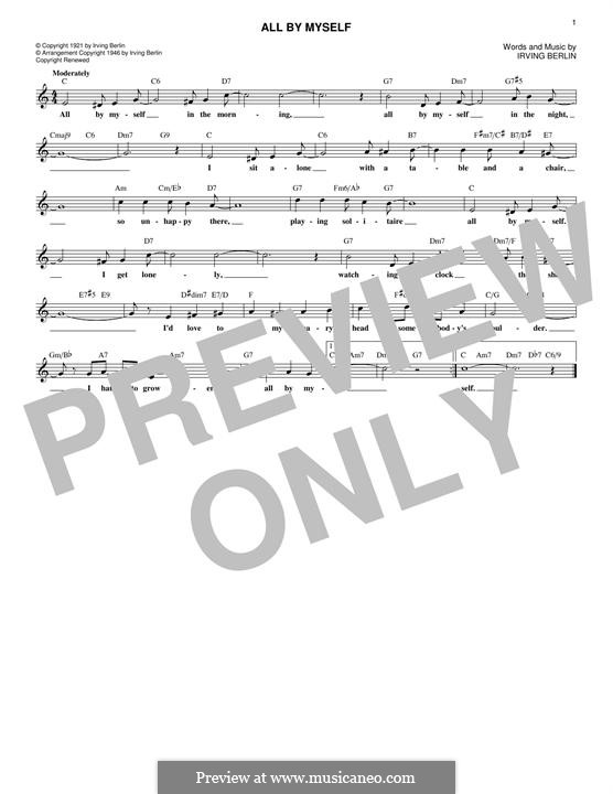 All By Myself: Lyrics and chords by Irving Berlin