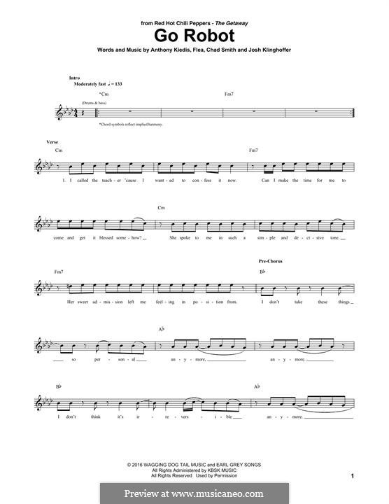 Go Robot (Red Hot Chili Peppers): For guitar with tab by Flea, Anthony Kiedis, Chad Smith, Josh Klinghoffer