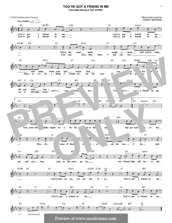 You've Got a Friend in Me (from Disney's Toy Story): Lyrics and chords by Randy Newman