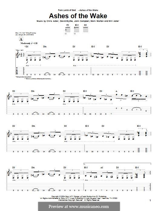 Ashes of the Wake (Lamb of God): For guitar with tab by Chris Adler, David Blythe, John Campbell, Mark Morton, Will Adler