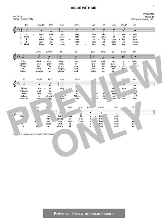 Abide with Me: Lyrics and chords by William Henry Monk