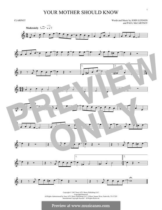 Your Mother Should Know (The Beatles): For clarinet by John Lennon, Paul McCartney