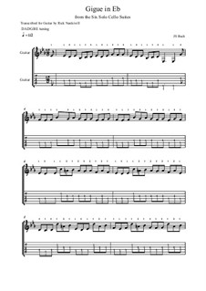 Suite for Cello No.4 in E Flat Major, BWV 1010: Gigue, for guitar by Johann Sebastian Bach
