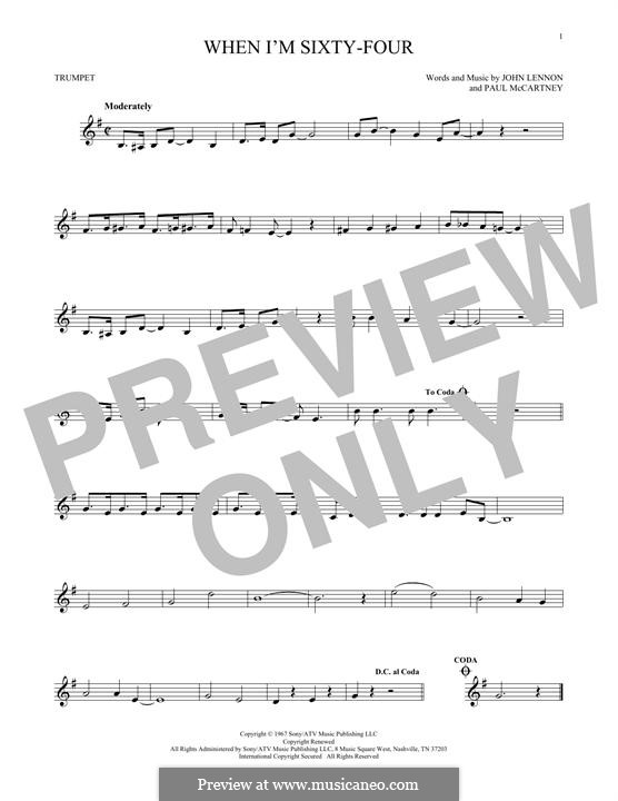 When I'm Sixty-Four (The Beatles), for One Instrument: For trumpet by John Lennon, Paul McCartney