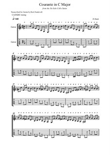 Suite for Cello No.3 in C Major, BWV 1009: Courante. Arrangement for guitar by Johann Sebastian Bach