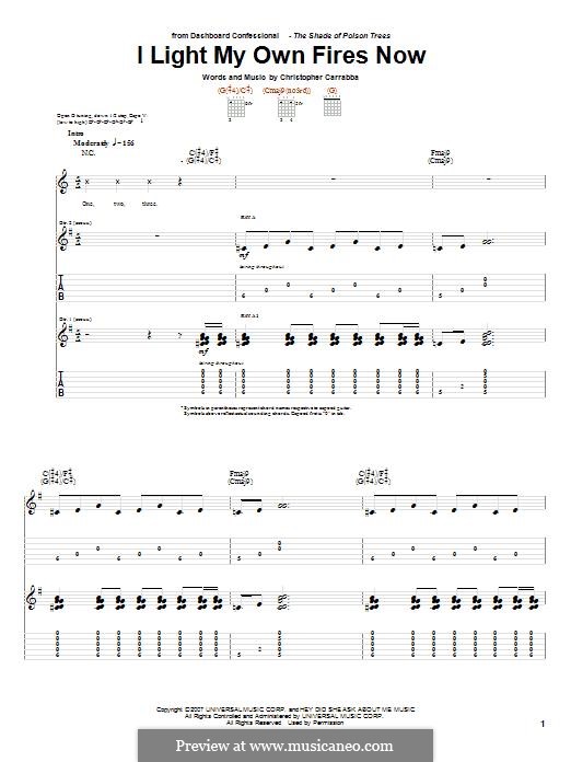 I Light My Own Fires Now (Dashboard Confessional): For guitar with tab by Chris Carrabba