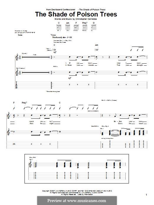 The Shade of Poison Trees (Dashboard Confessional): For guitar with tab by Chris Carrabba