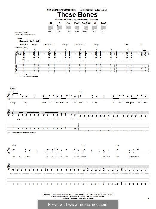 These Bones (Dashboard Confessional): For guitar with tab by Chris Carrabba