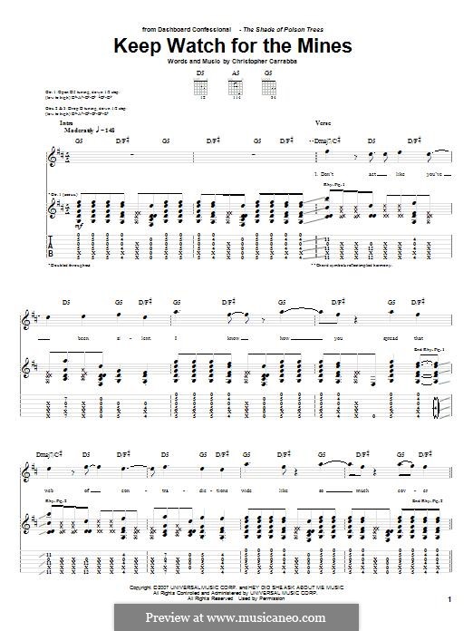 Keep Watch for the Mines (Dashboard Confessional): For guitar with tab by Chris Carrabba