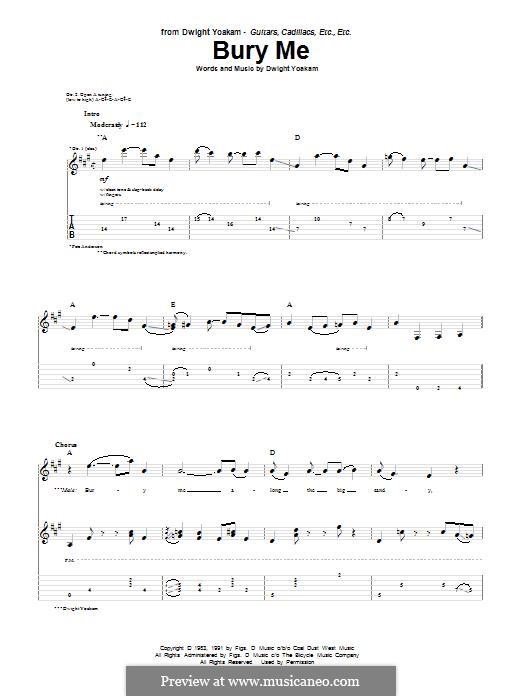 Bury Me: For guitar with tab by Dwight Yoakam