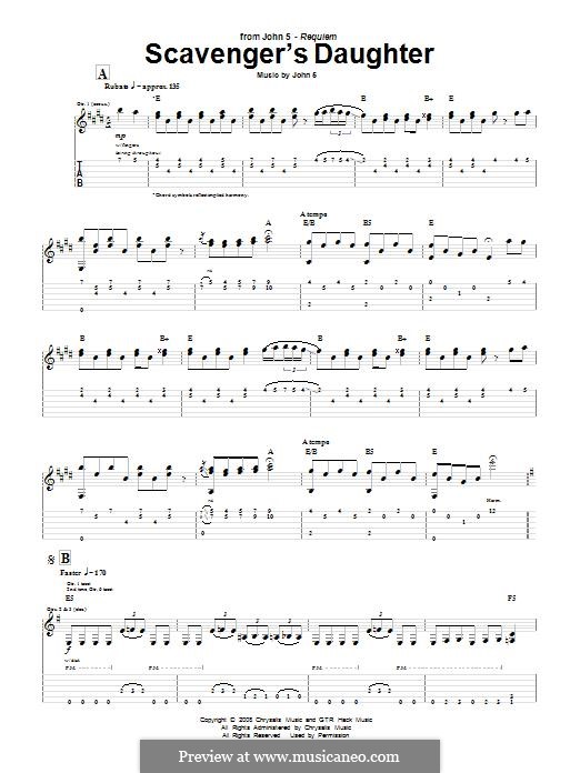 Scavenger's Daughter: For guitar with tab by John 5