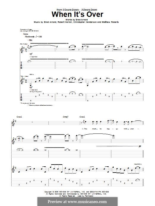 When It's Over (3 Doors Down): For guitar with tab by Brad Arnold, Christopher Henderson, Matthew Roberts, Robert Harrell