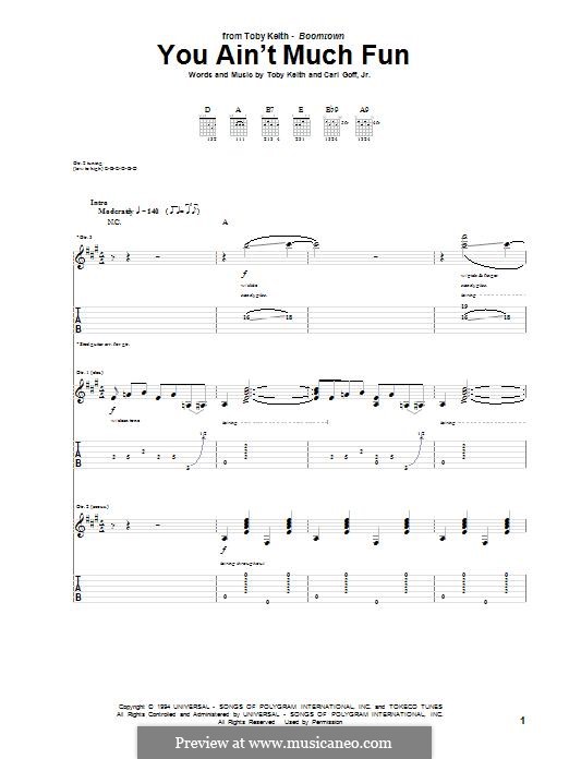 You ain't Much Fun: For guitar with tab by Toby Keith