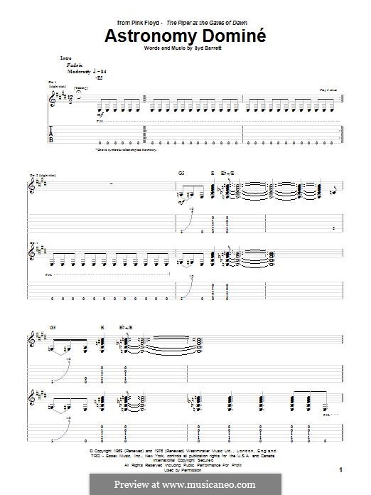 Astronomy Domine (Pink Floyd): For guitar with tab by Syd Barrett