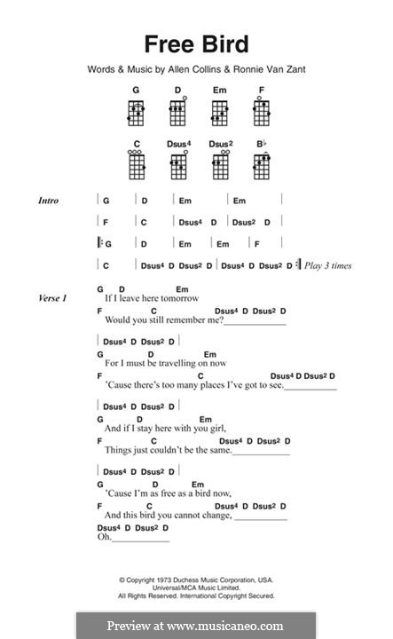 Free Bird (Lynyrd Skynyrd): Melody line by Allen Collins, Ronnie Van Zant