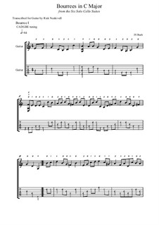 Suite for Cello No.3 in C Major, BWV 1009: Bourrée. Arrangement for guitar by Johann Sebastian Bach