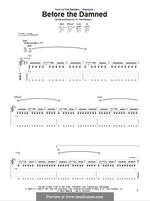 Before the Damned: For guitar with tab by All That Remains
