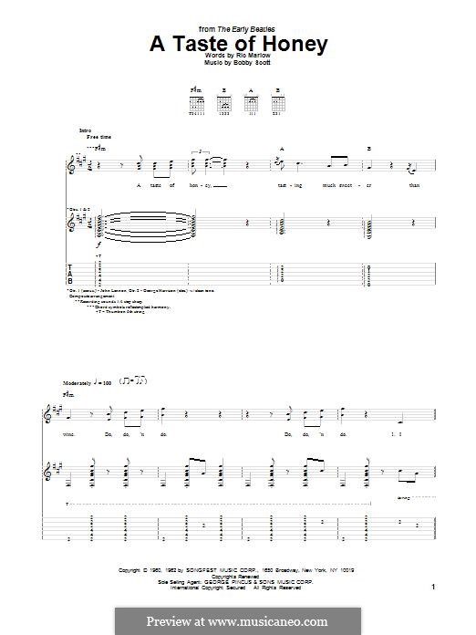 A Taste of Honey (Barbra Streisand): For guitar with tab by Bobby Scott
