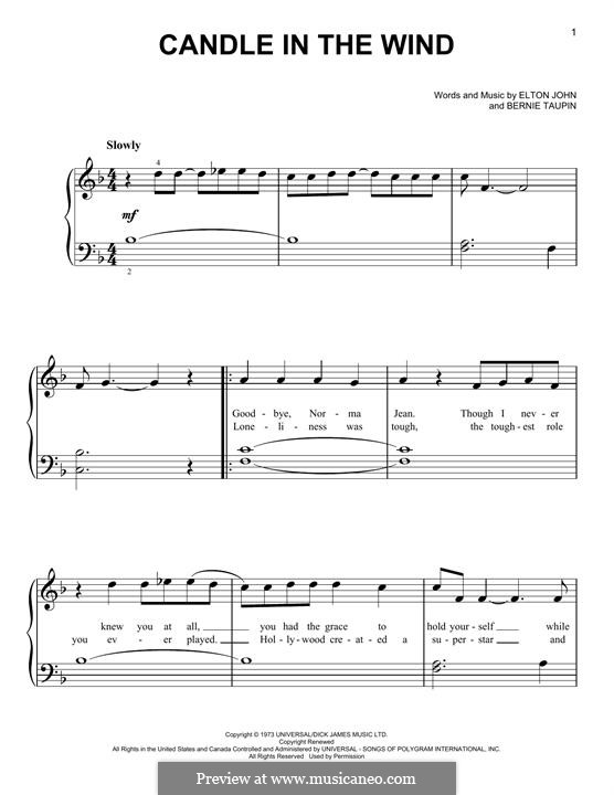 Candle in the Wind: For piano by Elton John