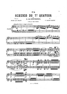 String Quartet No.7 in F Major, Op.59 No.1: Scherzo, for piano by Ludwig van Beethoven