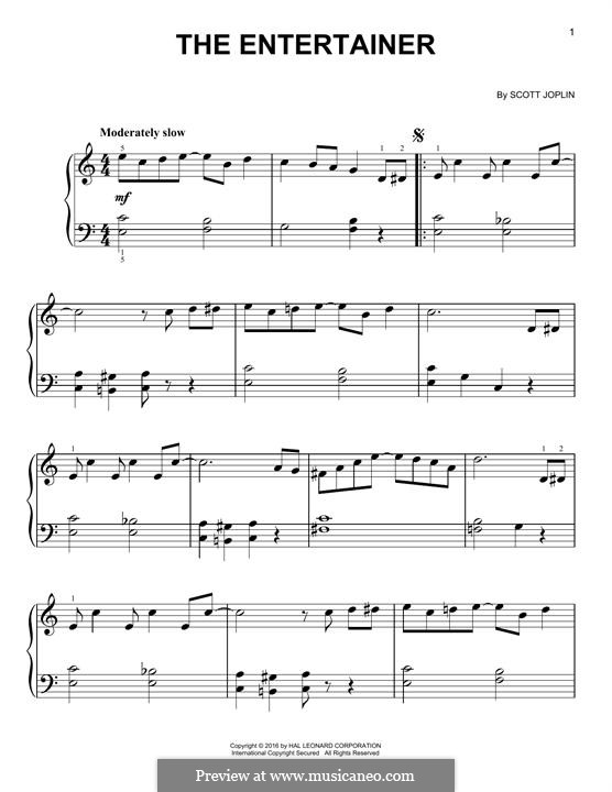The Entertainer, for Piano: For a single performer by Scott Joplin