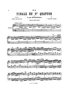 String Quartet No.9 in C Major, Op.59 No.3: Finale, for piano by Ludwig van Beethoven