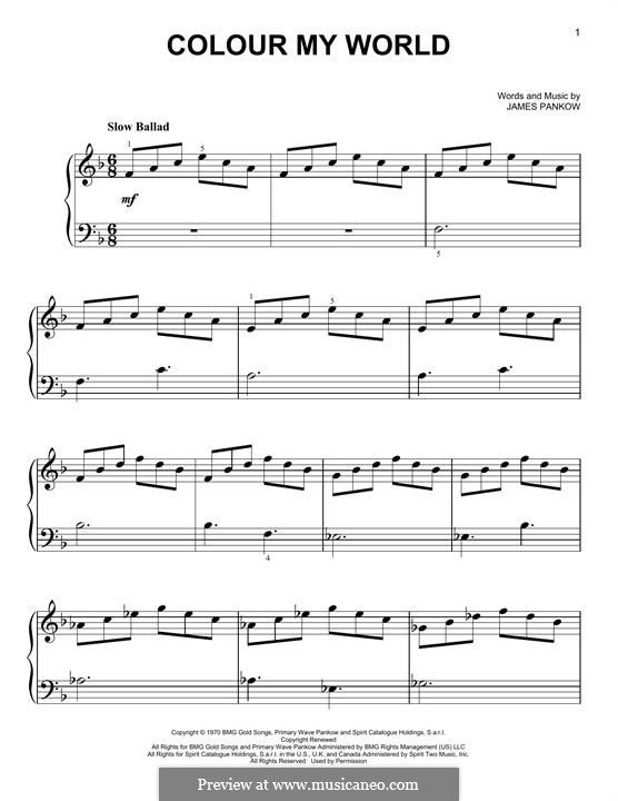 Colour My World (Chicago): For piano by James Pankow