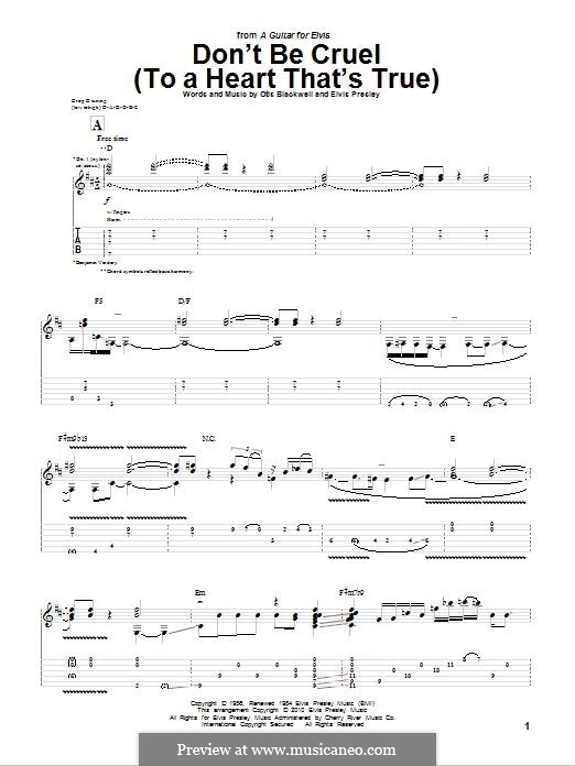 Don't Be Cruel: For guitar with tab by Elvis Presley, Otis Blackwell