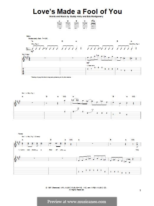 Love's Made a Fool of You (Buddy Holly): For guitar with tab by Bob Montgomery