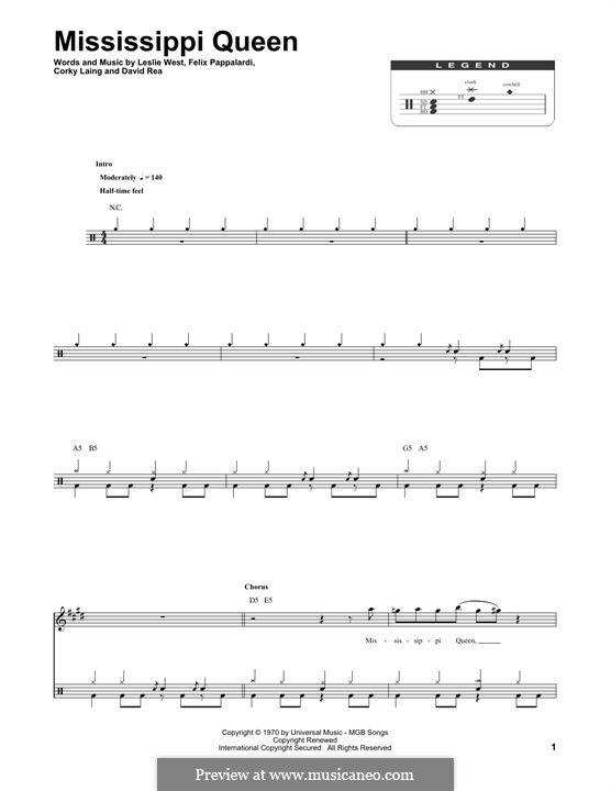 Mississippi Queen (Mountain): Drum set by Corky Laing, David Rea, Felix Pappalardi, Leslie West