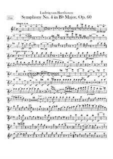 Symphony No.4, Op.60: Flute part by Ludwig van Beethoven