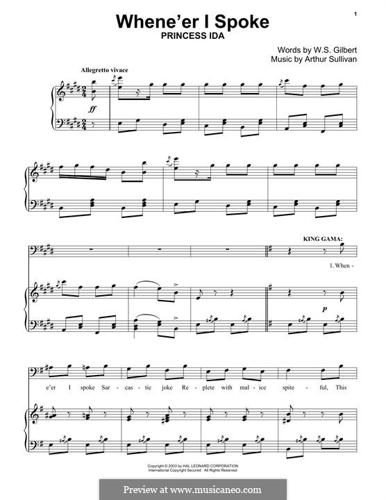 Princess Ida: When E'er I Spoke by Arthur Seymour Sullivan