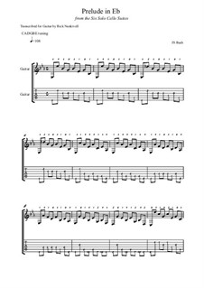 Suite for Cello No.4 in E Flat Major, BWV 1010: Prelude, for guitar by Johann Sebastian Bach