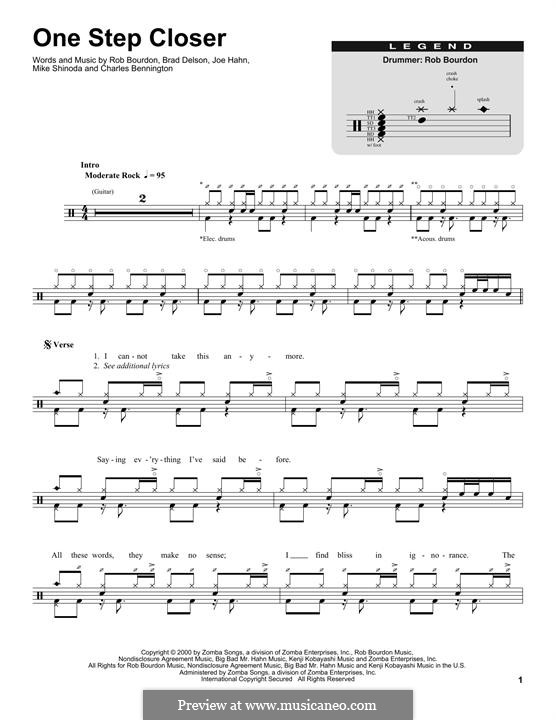One step closer linkin park by b delson c bennington j hahn m