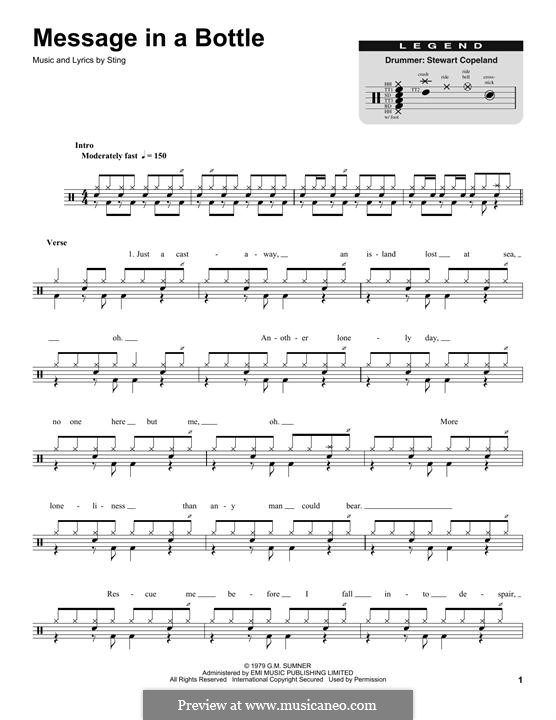 Message in a Bottle (The Police): Drum set by Sting