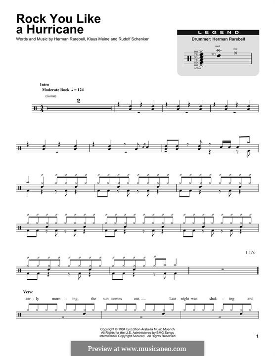 Rock You Like A Hurricane (Scorpions): Drum set by Herman Rarebell, Klaus Meine, Rudolf Schenker