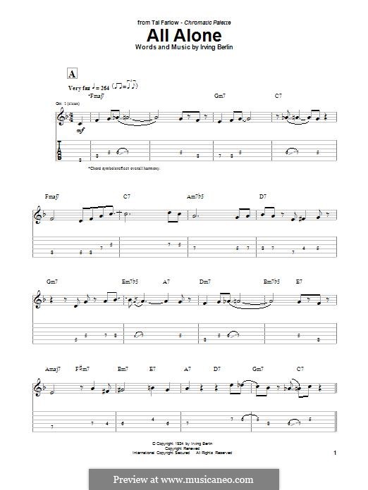 All Alone: For guitar with tab by Irving Berlin
