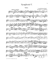 Complete Symphony: Version for piano four hands with violin and cello – strings parts by Ludwig van Beethoven
