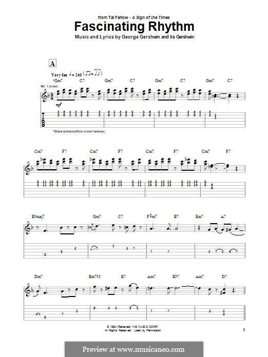 Fascinating Rhythm (from Rhapsody in Blue): For guitar with tab (Tal Farlow) by George Gershwin