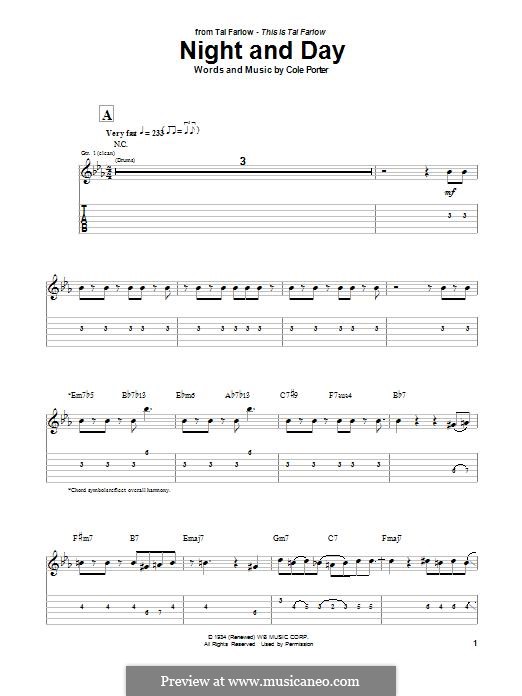 Night and Day (Frank Sinatra): For guitar with tab by Cole Porter