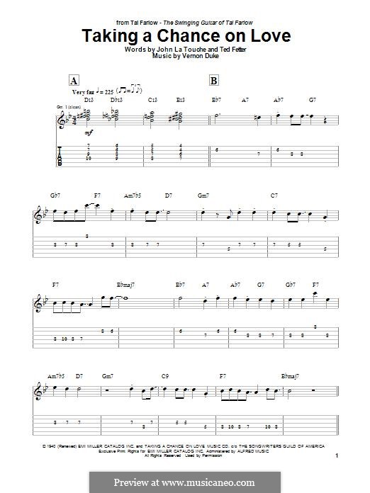 Taking a Chance on Love: For guitar with tab by Vernon Duke