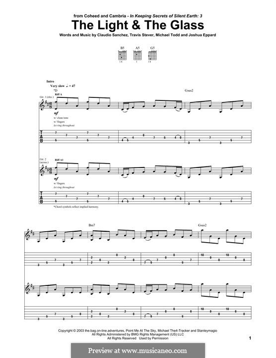 The Light & The Glass (Coheed and Cambria): For guitar with tab by Claudio Sanchez, Joshua Eppard, Michael Todd, Travis Stever