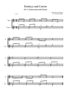 Donkeys and Carrots: For C-instrument and guitar (F Major) by folklore