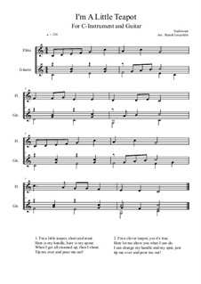 I'm a Little Teapot: For C-instrument and guitar (C Major) by folklore