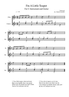 I'm a Little Teapot: For C-instrument and guitar (F Major) by folklore