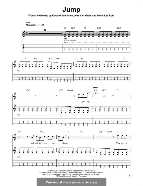 Jump (Van Halen): For guitar with tab by Alex Van Halen, David Lee Roth, Edward Van Halen, Michael Anthony