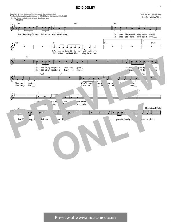 Bo Diddley (Bo Diddley): Melody line by Ellas McDaniel