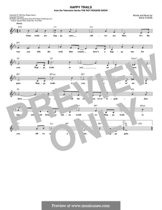 Happy Trails (from The Roy Rogers Show): Melody line by Dale Evans